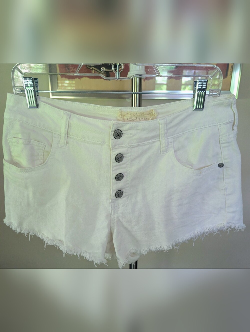 Altar'd State White Exposed Button Fly Cutoff Denim Shorts Size 29 $20